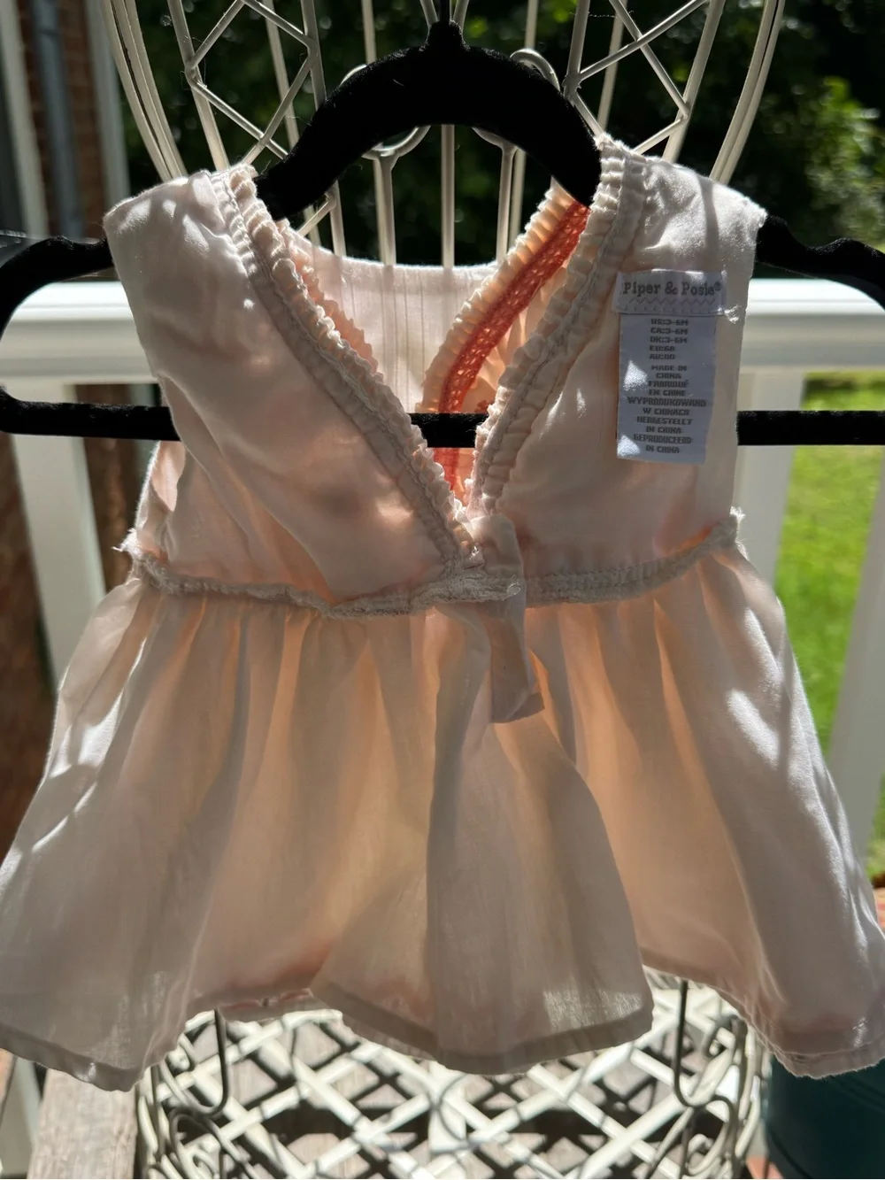 Piper & Posie White & Light Pink Ruffled Dress Set. Size 3-6M